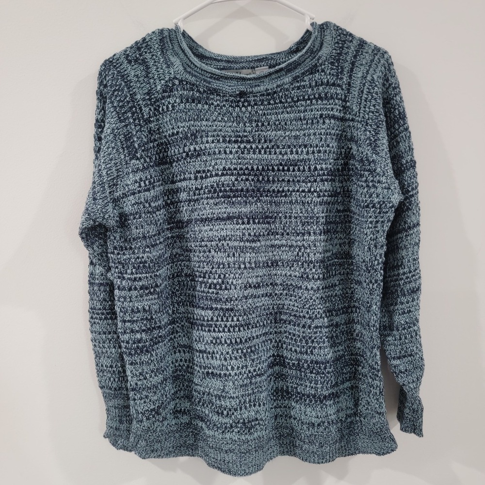 Roll Neck Womens Sweater Size XL‎ Blue Space Dye Minimal Cozy